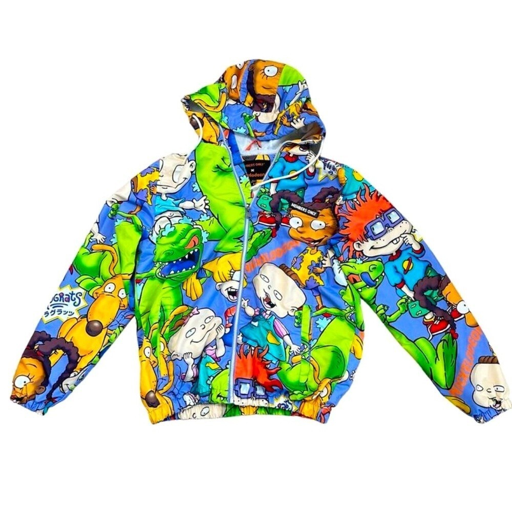 Nickelodeon Rugrats Members Only Bomber Jacket Cartoon Character Print EUC 90's‎